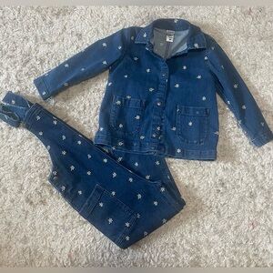 Hanna Andersson Denim Daisy Overalls & Jacket 7/8